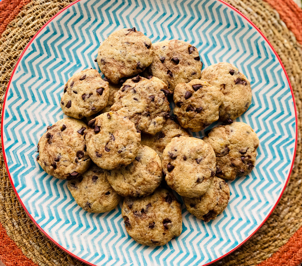 Cookies d'espelta i taronja amb xips de xocolata