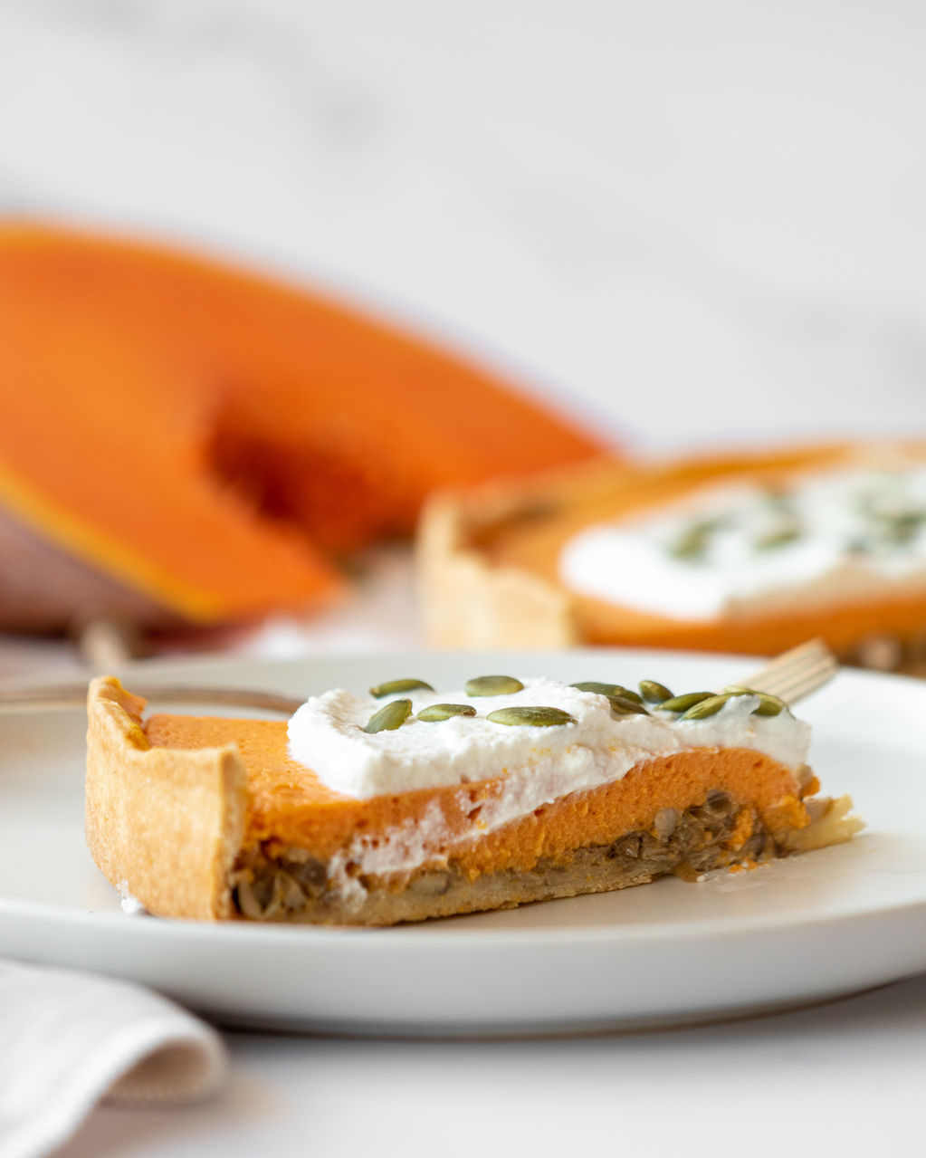 Tarta de calabaza y setas